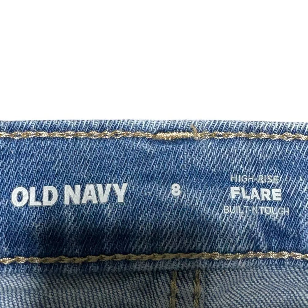 Old Navy Girls Flare Leg Jeans Size 8 Distressed Light Wash